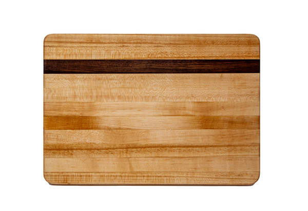 READY TO SHIP - Side Grain Board in Maple with Walnut Accent (9.5" x 13.5")