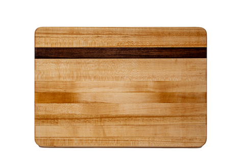 READY TO SHIP - Side Grain Board in Maple with Walnut Accent (9.5" x 13.5")