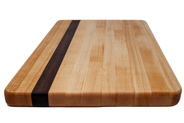 READY TO SHIP - Side Grain Board in Maple with Walnut Accent (9.5" x 13.5")