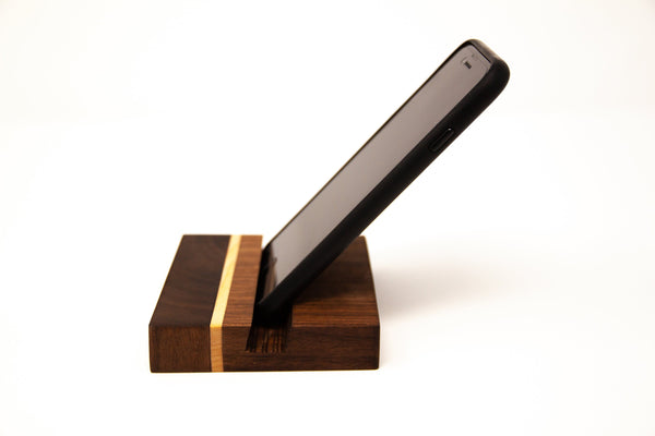 Phone or Tablet Docking Station - Walnut with Maple Accents