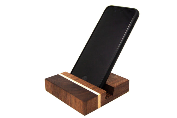 Phone or Tablet Docking Station - Walnut with Maple Accents
