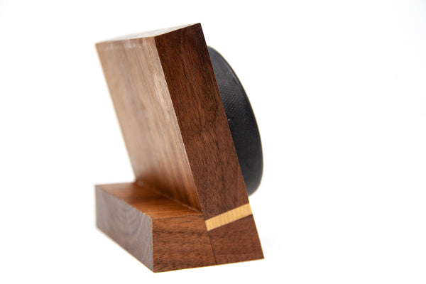 Hockey Puck Display Case - Walnut with Maple Accent