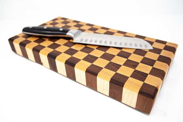 End Grain Checkered Cutting Board - Walnut & Maple